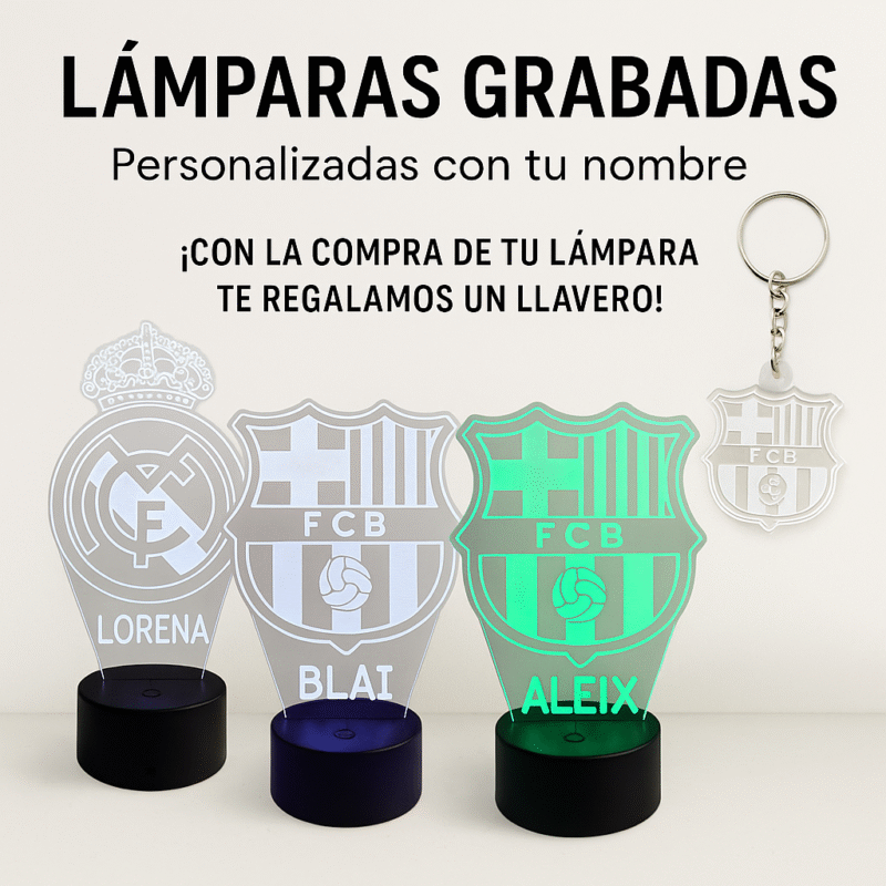 Lámpara LED personalizada con escudo de equipo de fútbol y nombre – regalo original - Imagen 8