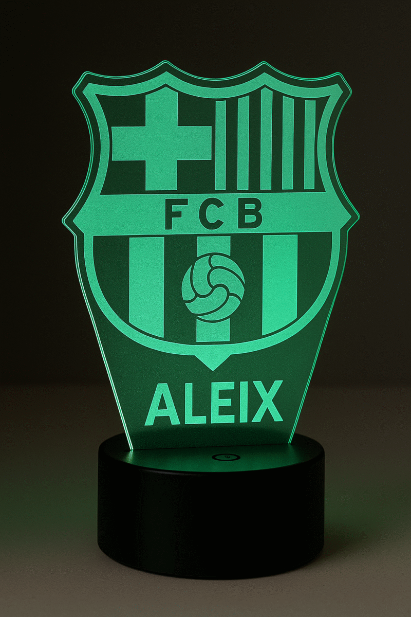 Lámpara LED personalizada con escudo de equipo de fútbol y nombre – regalo original - Imagen 4
