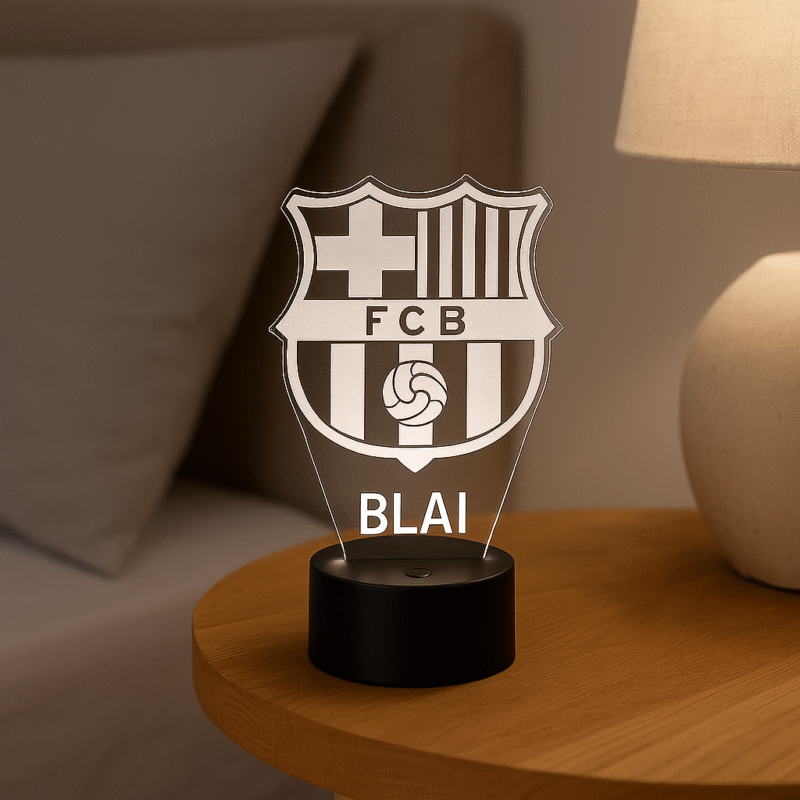 Lámpara LED personalizada con escudo de equipo de fútbol y nombre – regalo original - Imagen 5