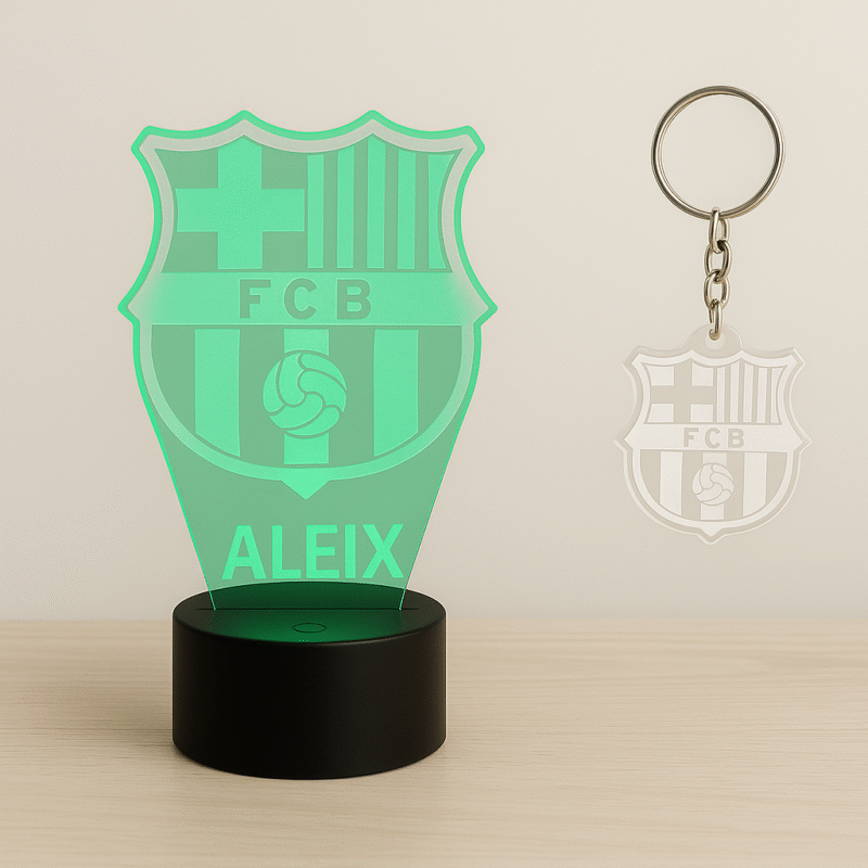 Lámpara LED personalizada con escudo de equipo de fútbol y nombre – regalo original - Imagen 7