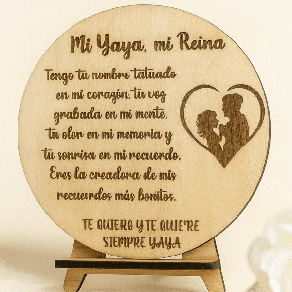 Cartel de madera grabado