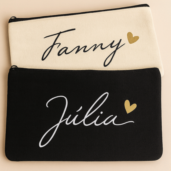 Neceser de tela Personalizado con Nombre y Corazón – Regalo Único y Elegante