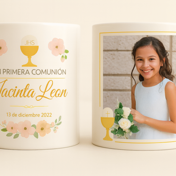 Taza de Comunión personalizada con foto y texto