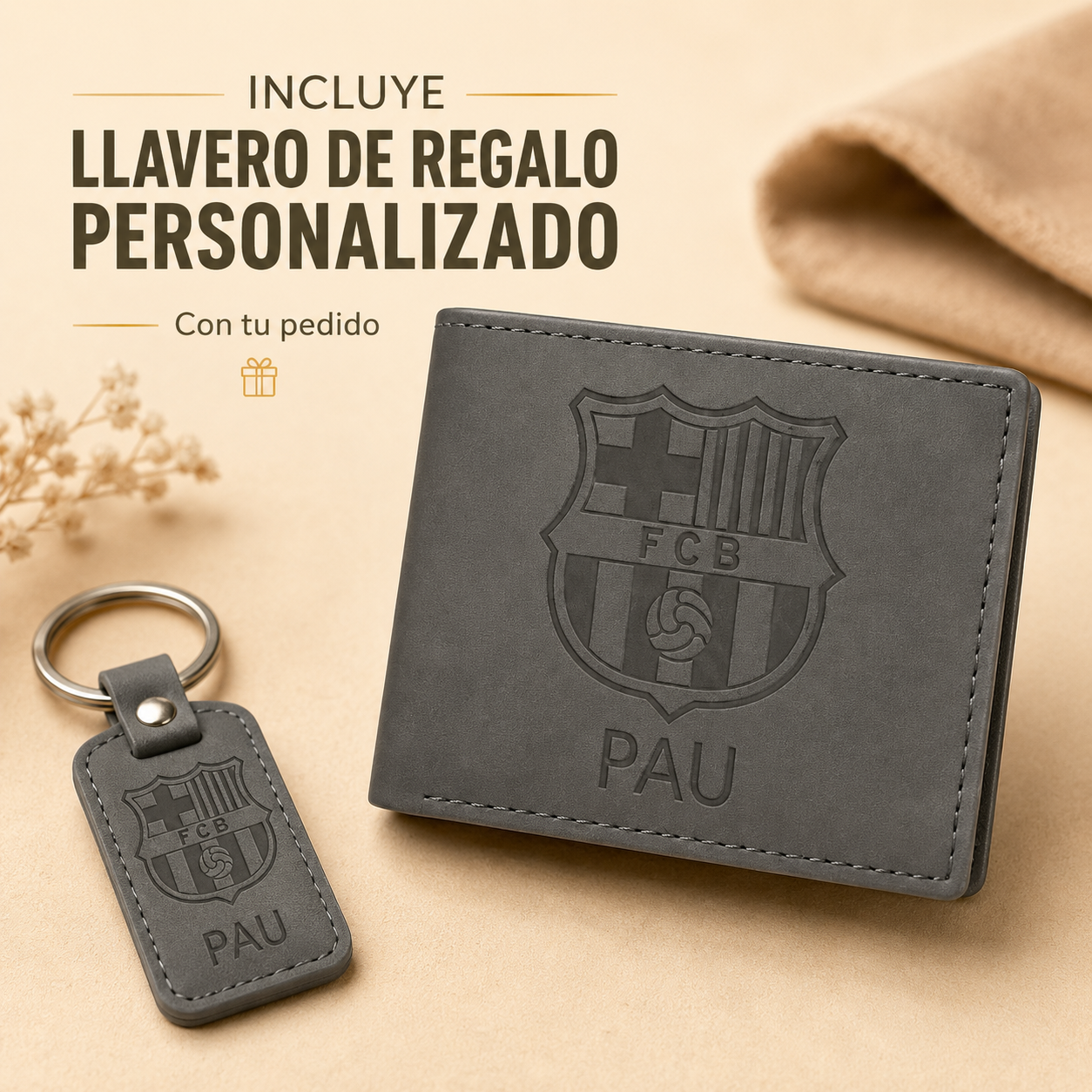 Cartera de fútbol personalizada con nombre + llavero de regalo - Imagen 2