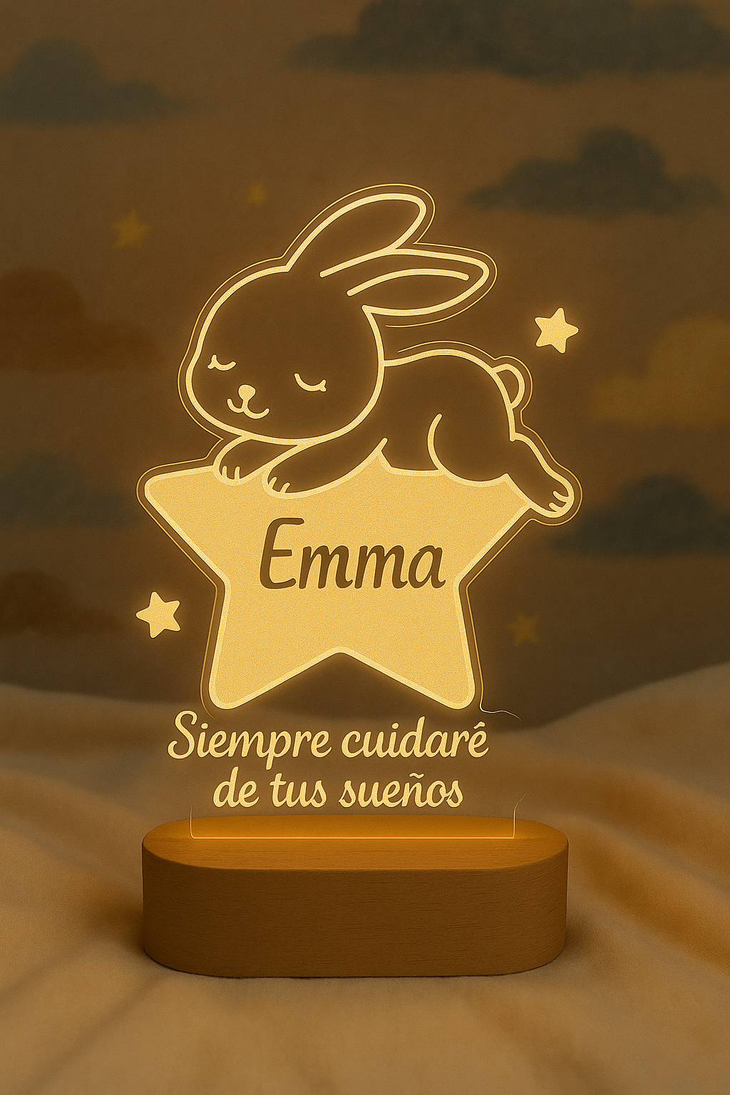 Lámpara LED infantil personalizada con nombre | Hecha a mano en Barcelona