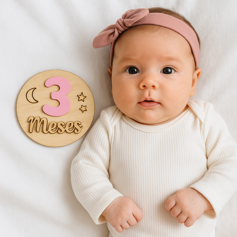 Set de Cumple Mes Bebé Madera y Metacrilato 🎀