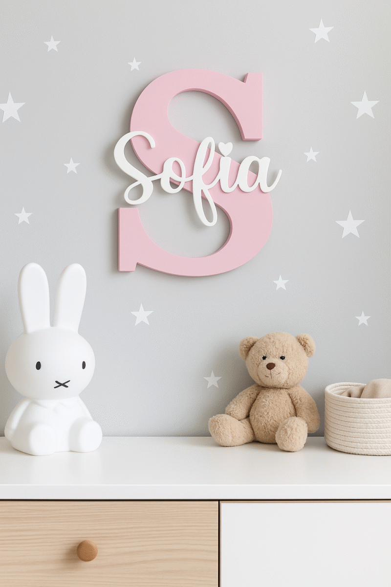 Inicial 3D personalizada con nombre – Decoración infantil - Imagen 3