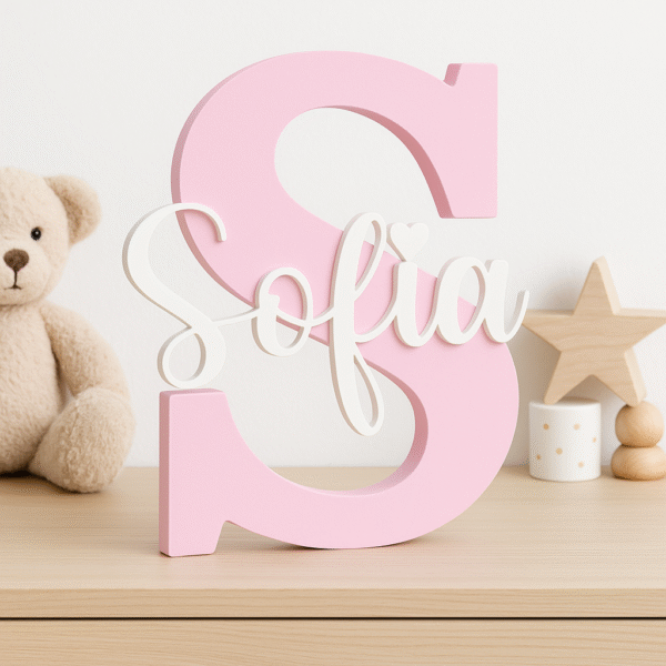 Inicial 3D personalizada con nombre para decoración infantil