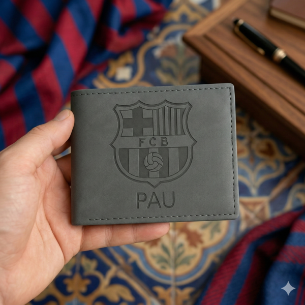 Cartera Personalizada futbol con Escudo y Nombre Grabado. !!!LLAVERO DE REGALO!!!!
