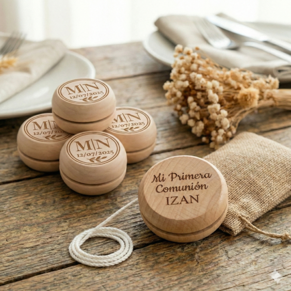 Yo-yo de madera personalizado para Comunión/Boda