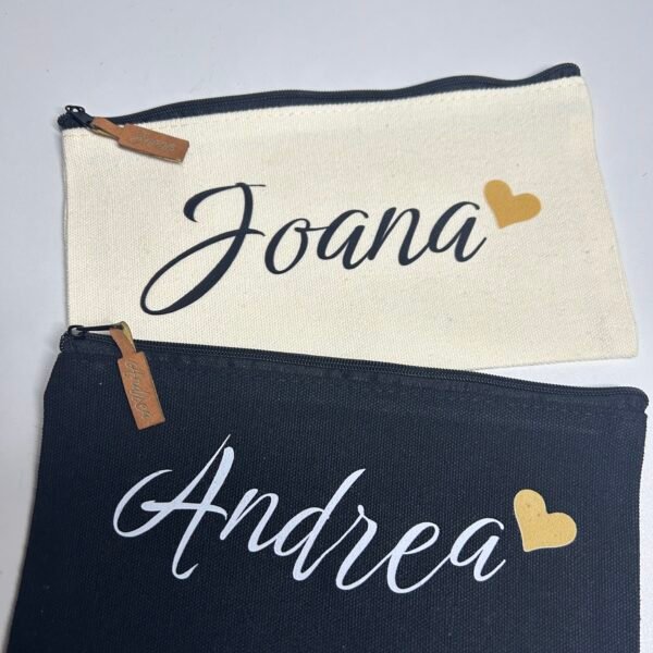 Neceser de tela Personalizado con Nombre y Corazón – Regalo Único y Elegante
