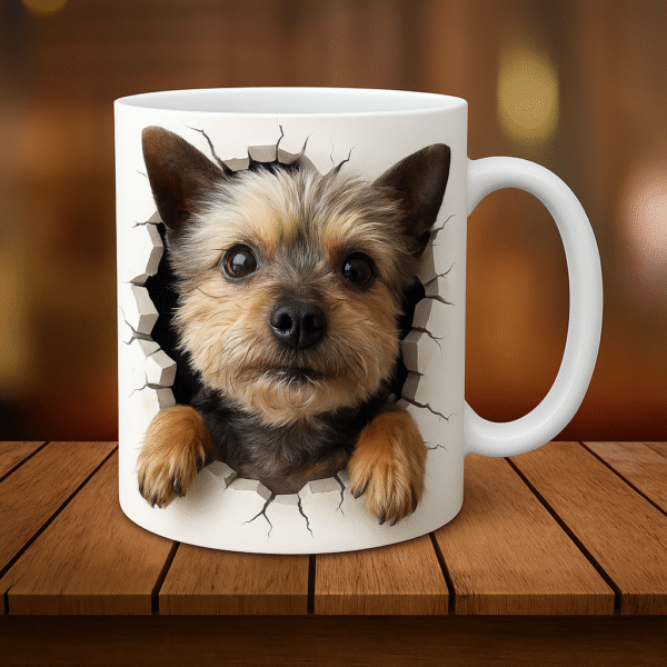 Taza personalizada gato 3D pared rota