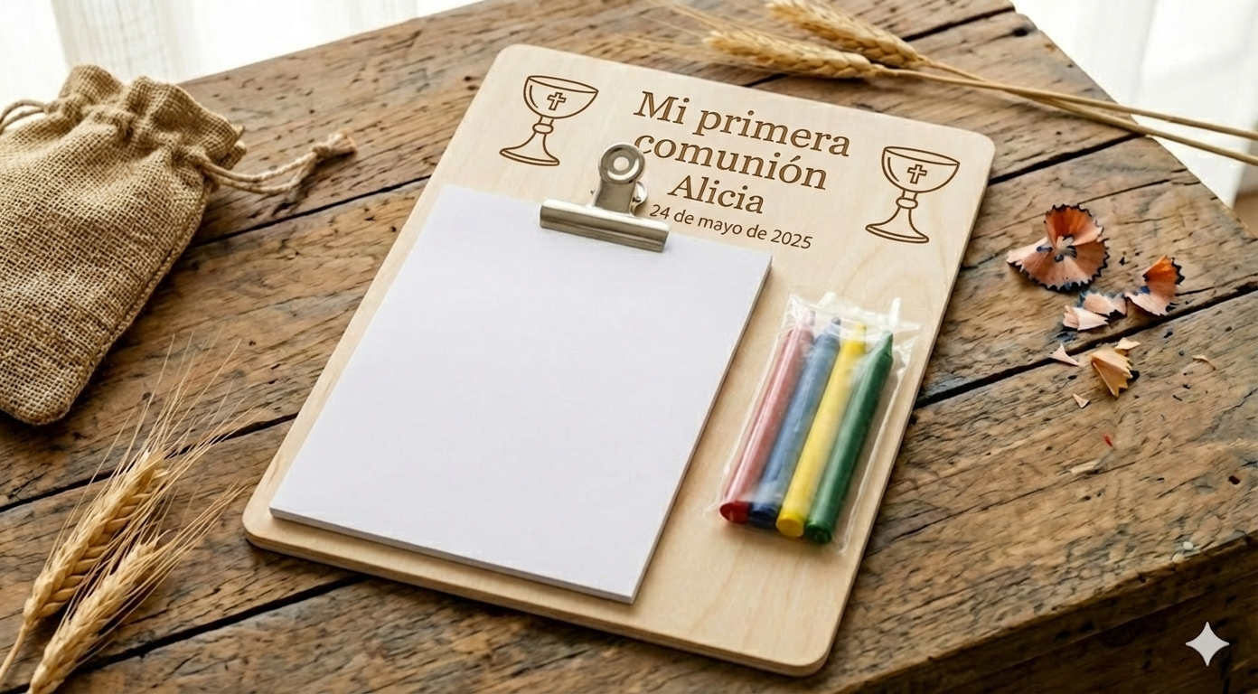 Kit Artista Portapapeles Madera Personalizado | Regalo Invitados Niños Comunión