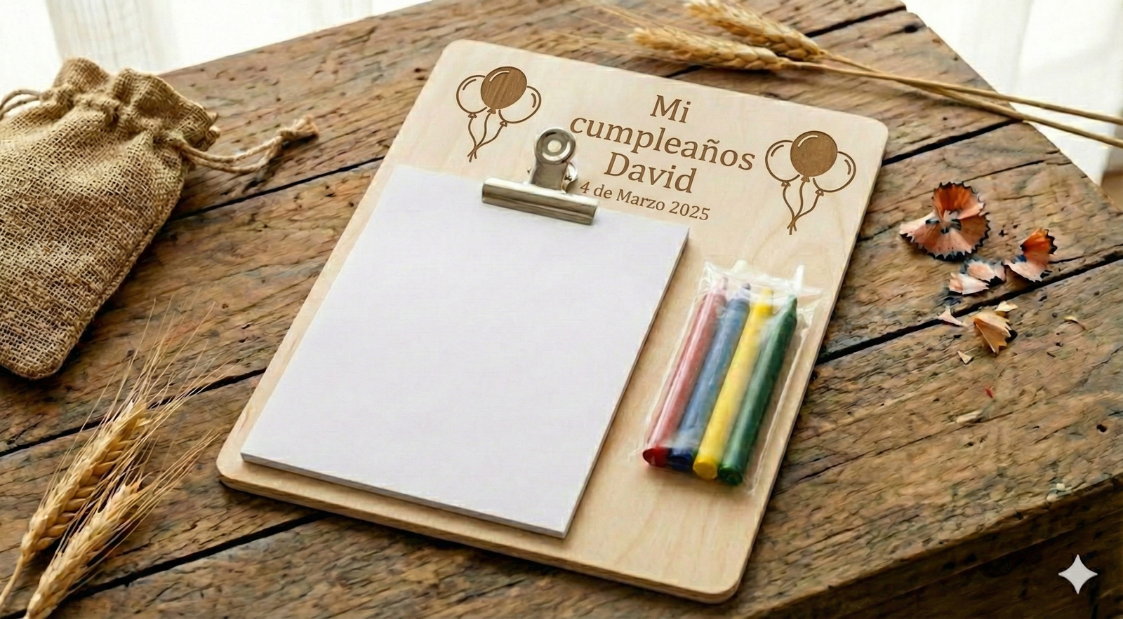 Kit Artista Portapapeles Madera Personalizado | Regalo Invitados Niños Comunión - Imagen 3