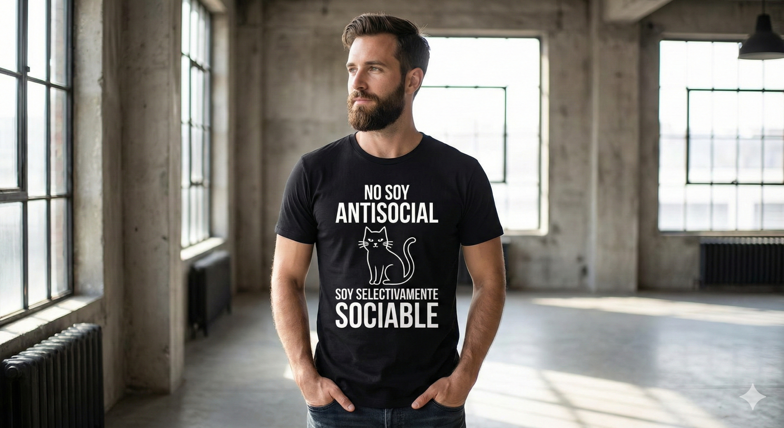 Camiseta Gato "Selectivamente Sociable" | Diseño Exclusivo Marta Martínez