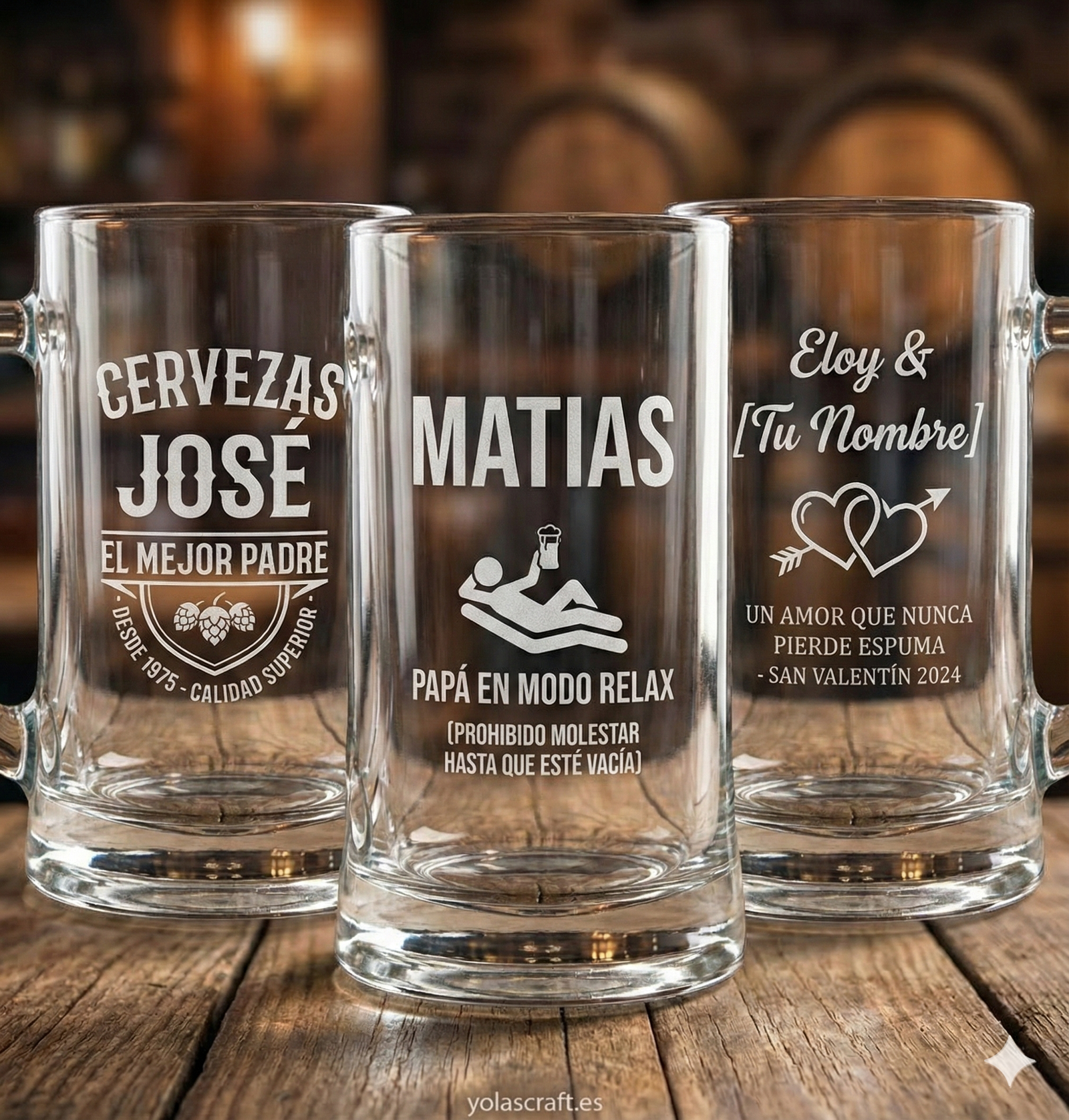 Jarra de Cerveza Personalizada "Leyenda" - Grabado Láser Premium (380ml)