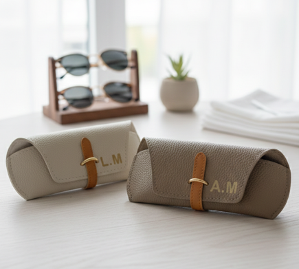 Funda de Gafas Personalizada en Piel Sintética – Interior de Gamuza Suave