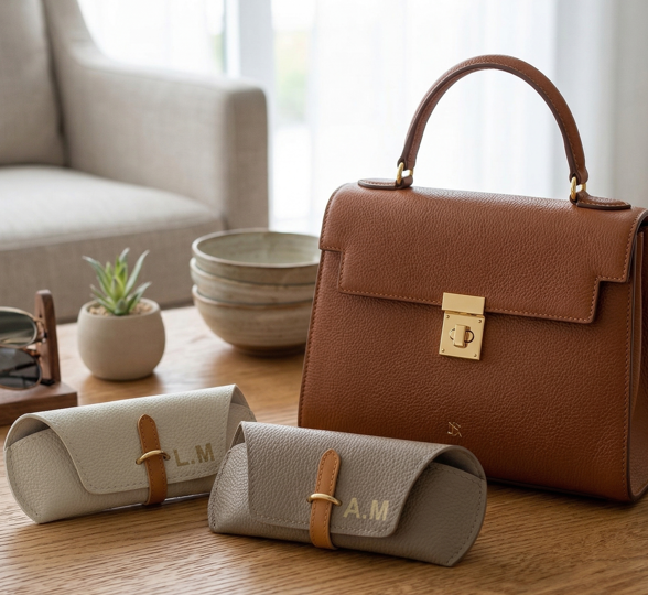 Funda de gafas personalizada polipiel con iniciales grabadas regalo elegante mujer - Yolascraft