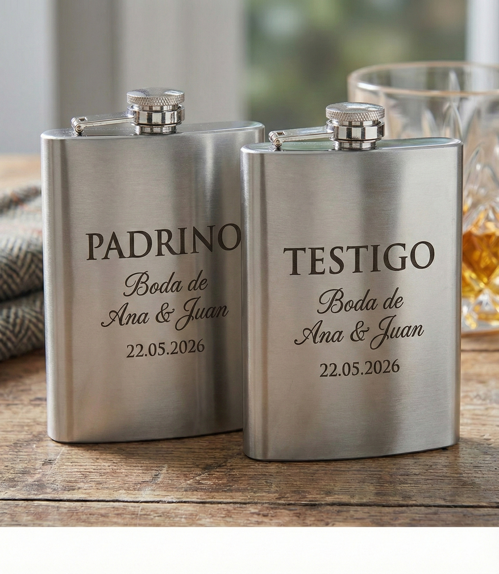 Petaca Grabada Personalizada "Edición Deluxe" | Acero Inoxidable Anti-Óxido - Imagen 3