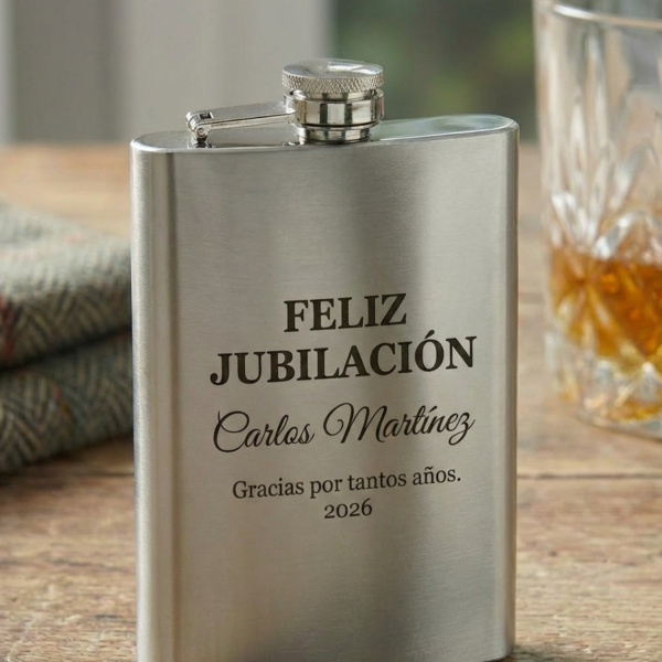 Petaca Homenaje de Jubilación "Edición Legado" | Acero Inoxidable Personalizado (240ml)