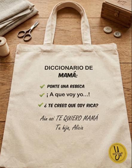 Bolsa de tela personalizada frases típicas de madre regalo divertido Día de la Madre - Yolascraft