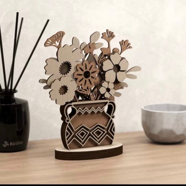 Ramo de flores de madera 3D pintado a mano yolascraft"