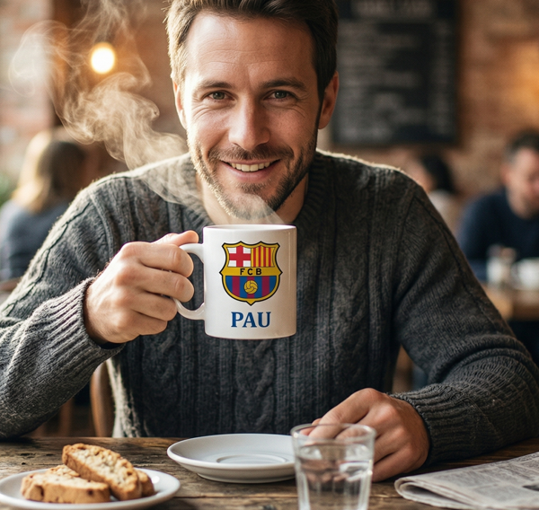 Taza de Fútbol Personalizada a Todo Color con Nombre y Escudo