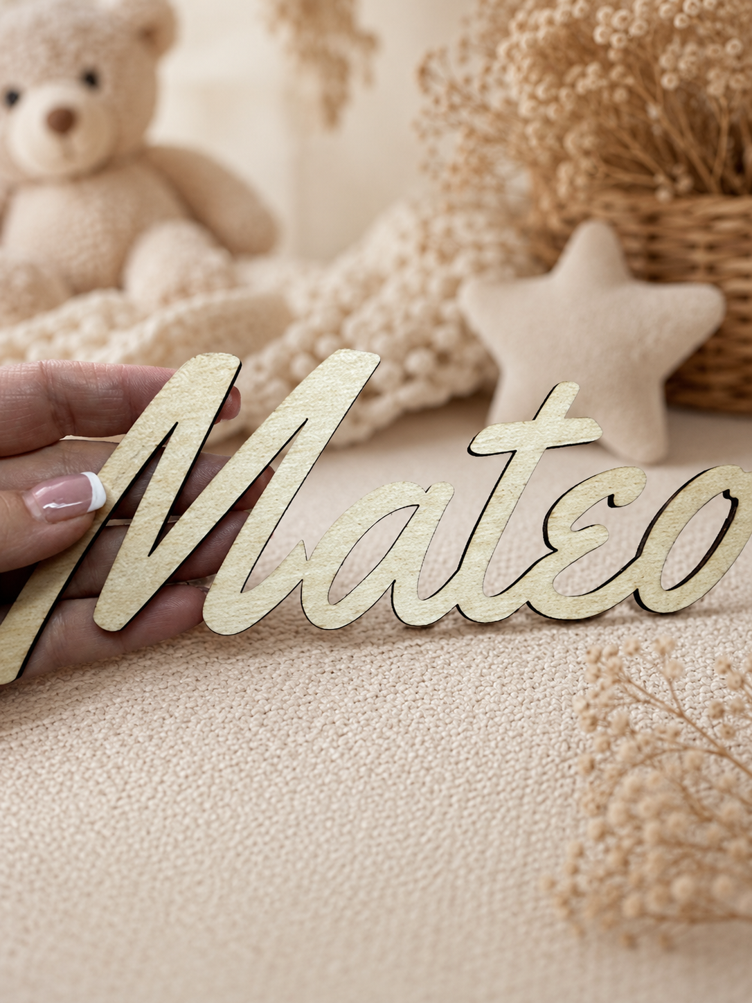Pack de Decoración Infantil Personalizada - Nombre Bebé de Madera - Yolascraft - Imagen 8
