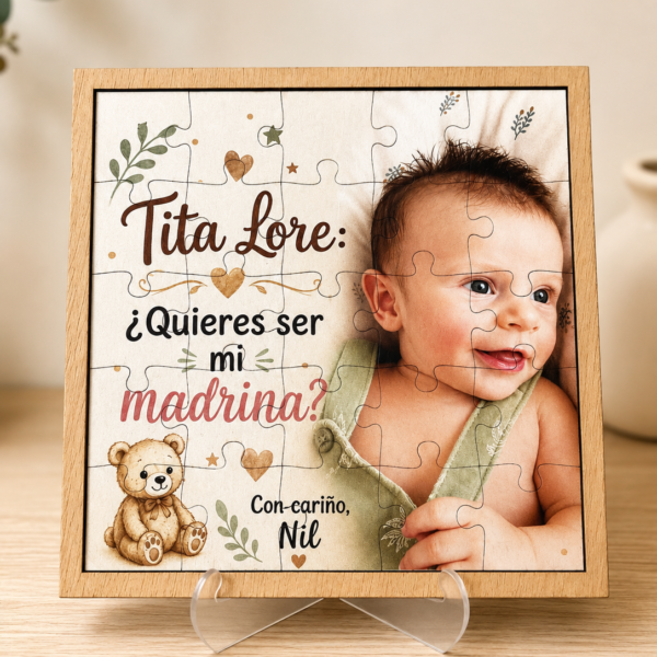 Puzzle para padrino o madrina personalizado – Cuadro de madera 20 × 20 cm
