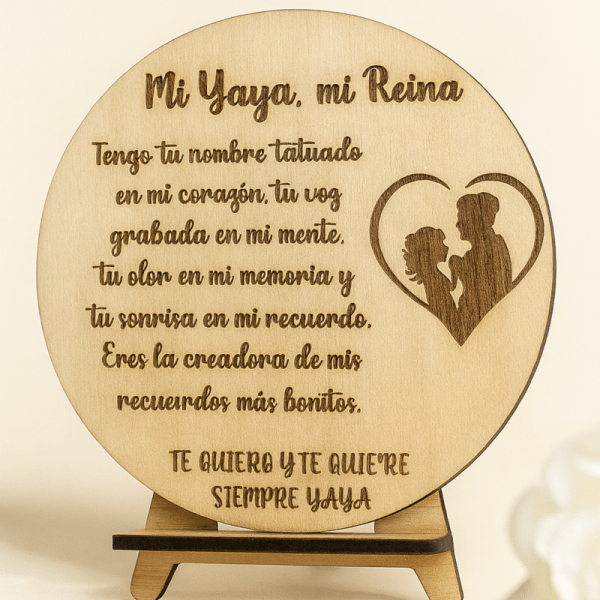 Cartel de madera grabado
