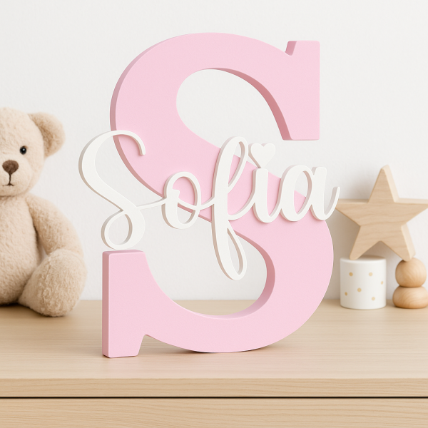 Inicial 3D personalizada con nombre para decoración infantil